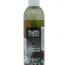 Гель для душа Пена для ванны натуральная Faith in nature с маслами Кокоса и семян Подсолнечника, 250мл